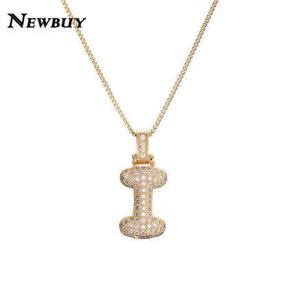 NEWBUY CZ Zirconia Crystal 26 A-Z Letters Pendant Necklace For Men Women Punk Initials Name Necklace Fashion Hip Hop Jewelry