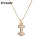 NEWBUY CZ Zirconia Crystal 26 A-Z Letters Pendant Necklace For Men Women Punk Initials Name Necklace Fashion Hip Hop Jewelry