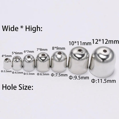 50-100pcs/lot Crimp End Caps Leather Cords End Tip Beads Caps Fit 4 -12mm Clasps For DIY Jewelry Making Findings Supplies