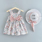 Modern Luxury Baby Girl Summer Party Clothing Cherry Dot Princess Dresses Bow Hat Outfits For Girls