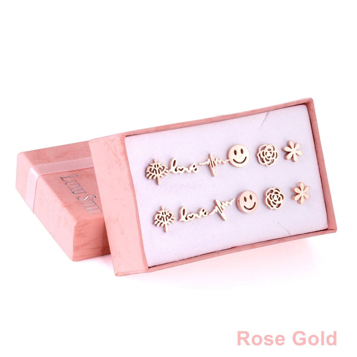 6 Pairs Vintage Stud Earrings Set for Women | Stainless Steel Snowflake Piercing