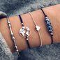 Boho Bangle For women Turtle Elephant Heart Shell Star Moon Bow Arrow Map Crystal Charm Bead Bracelet Set Bohemian Jewelry