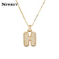 NEWBUY CZ Zirconia Crystal 26 A-Z Letters Pendant Necklace For Men Women Punk Initials Name Necklace Fashion Hip Hop Jewelry