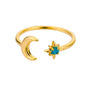 Zircon Moon Rings For Women Stainless Steel Glowing Moon Star Adjustable Finger Ring Aesthetic Wedding Jewelery Gift bague femme