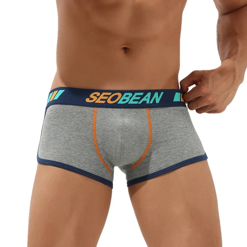 SEOBEAN Shorts Men Underwear Boxers Breathable Cotton Boxer Shorts U convex Design Fashion Male Panties Underpants Homewear