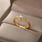Stainless Steel Opal Finger Rings For Women Fashion Adjustable Couple Geometric Ring Handmade Aesthetic Jewelry Gift Anillos