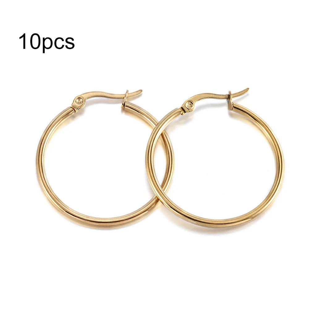 10pcs Black Open Earrings Circle Stainless Steel Earring Hooks 15-50mm Loop Base Ear Ring for DIY Jewelry Making Findings