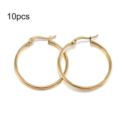 10pcs Black Open Earrings Circle Stainless Steel Earring Hooks 15-50mm Loop Base Ear Ring for DIY Jewelry Making Findings