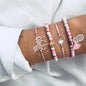 Boho Bangle For women Turtle Elephant Heart Shell Star Moon Bow Arrow Map Crystal Charm Bead Bracelet Set Bohemian Jewelry