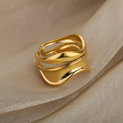 Stainless Steel Opal Finger Rings For Women Fashion Adjustable Couple Geometric Ring Handmade Aesthetic Jewelry Gift Anillos