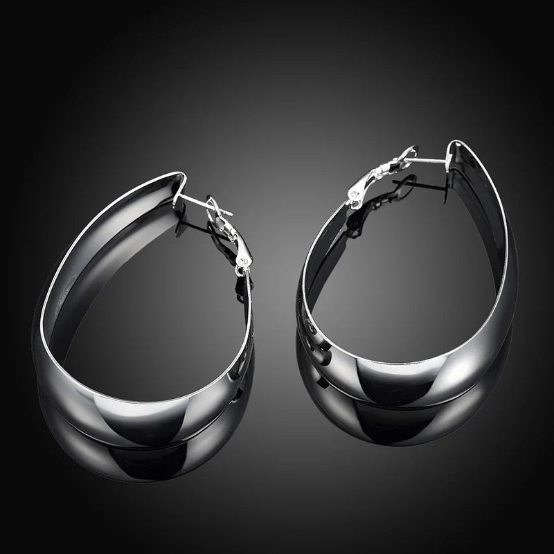 Aravant 925 Silver Smooth U Shaped Hoop Earrings For Women Fashion Jewelry
