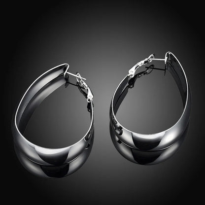Aravant 925 Silver Smooth U Shaped Hoop Earrings For Women Fashion Jewelry