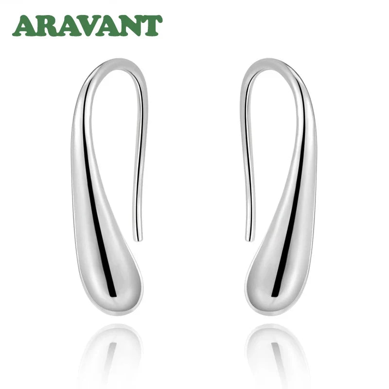 Aravant 925 Silver Earring Black Teardrop/Water Drop/Raindrop Dangle Earrings For Women Men Fashion Jewelry Gifts 4 Colors