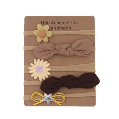 Handmade Set Baby Headband Solid Knot Flower Hair Bow Kids Nylon Elastic Soft Hair Bands Handmade For Girls Hair Accessories