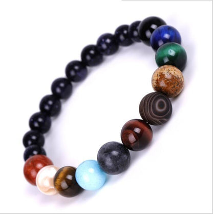 Galaxy Solar System Bracelet Universe Nine Planets Natural Stone Stars Earth Moon Bracelet For Women Man Fashion Jewelry