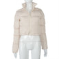 Faux PU Leather Y2K Bubble Puffer Winter Warm Jacket Women Long Sleeve Coats