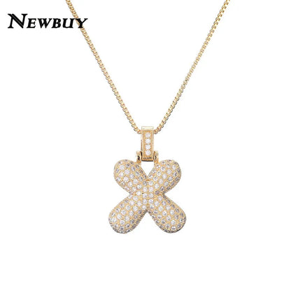 NEWBUY CZ Zirconia Crystal 26 A-Z Letters Pendant Necklace For Men Women Punk Initials Name Necklace Fashion Hip Hop Jewelry