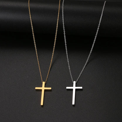 Stainless Steel Necklaces Classic Cross Jesus Fashion Large Style Man Chain Necklace For Women Jewelry Collar Pendant Gifts NEW