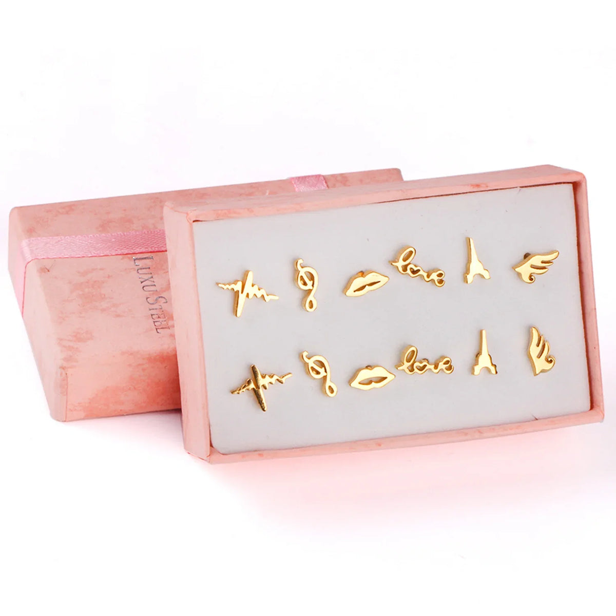 6 Pairs Vintage Stud Earrings Set for Women | Stainless Steel Snowflake Piercing