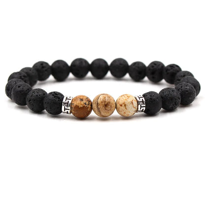 8MM Natural Stone Beaded Chain bracelets For Women Men Couple Lava Rock Healing Balance Beads Reiki Buddha Chakra Bangle Jewelry