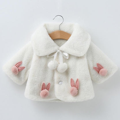 Princess Baby Girls Winter Thick Bownot Cloak Coat Flower for Childre With Flowers