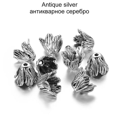 2pcs/lot Alloy Beads Caps Mixed Hollow Flower Necklace Earrings End Beads Cap Connectors For DIY Jewelry Making Accessroies