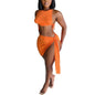 Knitted Ribbed Two Piece Set Bandage Crop Top Bodycon Mini Skirts Beachwear Outfits Summer