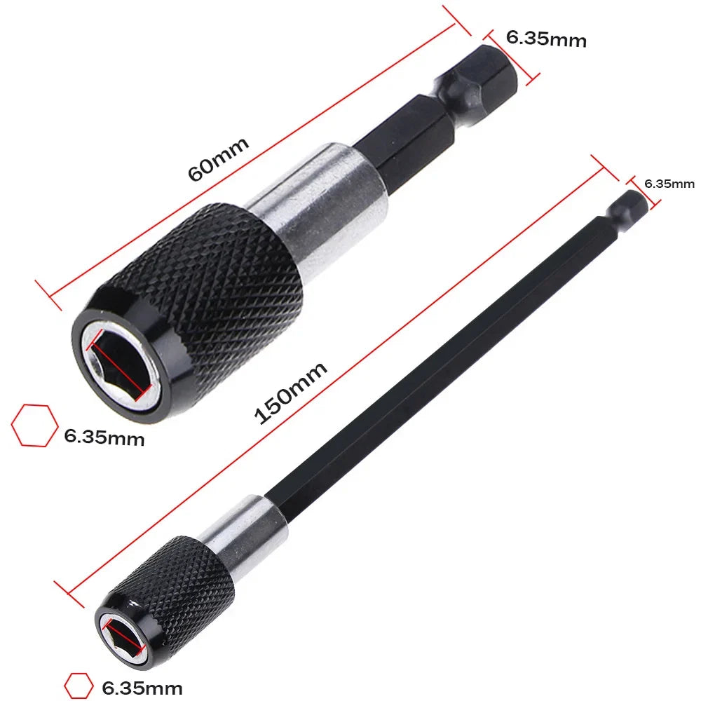 1/4 Inch Hex Shank Quick Release Screwdriver Bit Holder Extension Bar | 60mm 100mm 150mm