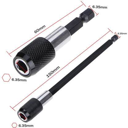 1/4 Inch Hex Shank Quick Release Screwdriver Bit Holder Extension Bar | 60mm 100mm 150mm