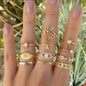 Fashion Geometric Knuckle Rings set For Women Crystal Gold color Finger Ring Boho Ladies wedding Jewelry Gift