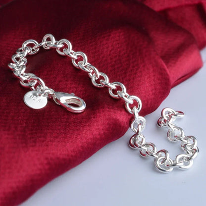 Aravant 925 Sterling Silver 6mm Link Chain Bracelet For Women Fashion Jewelry