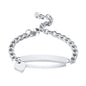 Persoanlized Custom Name Heart Bracelet,Stainless Steel Figaro Chain Link Adjustable,Engraved Gift for Boy Girl