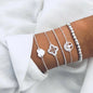 Boho Bangle For women Turtle Elephant Heart Shell Star Moon Bow Arrow Map Crystal Charm Bead Bracelet Set Bohemian Jewelry