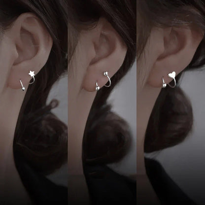 VENTFILLE 925 Silver Star Flash Crystal Summer Small Fresh Female 2022 New Trendy Personality Earrings