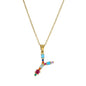 2024 New Hot Colourful Crystal AAA CZ 26 Capital Letters Pendant Necklace For Women Girl Gold Color Copper Initial Name Jewelry