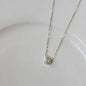 VENTFILLE 925 Sterling Silver French Simple Crystal Pendant Clavicle Chain Necklace Women Light Luxury Party 14k Gold Jewelry