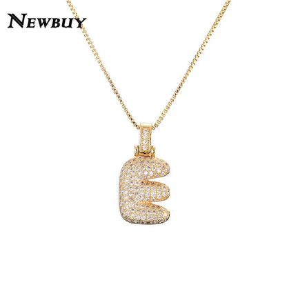 NEWBUY CZ Zirconia Crystal 26 A-Z Letters Pendant Necklace For Men Women Punk Initials Name Necklace Fashion Hip Hop Jewelry