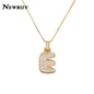 NEWBUY CZ Zirconia Crystal 26 A-Z Letters Pendant Necklace For Men Women Punk Initials Name Necklace Fashion Hip Hop Jewelry