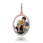 Custom Photo Pendant Oval Medal Pendant Ice Zircon Pendant Necklace Fashion Hip Hop Jewelry