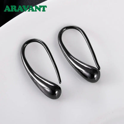 Aravant 925 Silver Earring Black Teardrop/Water Drop/Raindrop Dangle Earrings For Women Men Fashion Jewelry Gifts 4 Colors