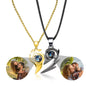 Flame Heart Shaped Custom Photo Projection Couples Necklaces