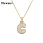 NEWBUY CZ Zirconia Crystal 26 A-Z Letters Pendant Necklace For Men Women Punk Initials Name Necklace Fashion Hip Hop Jewelry
