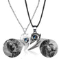 Flame Heart Shaped Custom Photo Projection Couples Necklaces