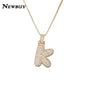 NEWBUY CZ Zirconia Crystal 26 A-Z Letters Pendant Necklace For Men Women Punk Initials Name Necklace Fashion Hip Hop Jewelry