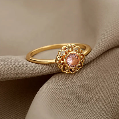 Fashion Opal Finger Rings For Women Stainless Steel Adjustable Couple Geometric Ring Handmade Aesthetic Jewelry Gift Anillos