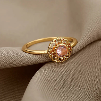 Stainless Steel Opal Finger Rings For Women Fashion Adjustable Couple Geometric Ring Handmade Aesthetic Jewelry Gift Anillos