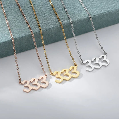 Vintage 111 444 555 666 777 888 999 Angel Number Necklace For Women Stainless Steel Chains Collar Choker Goth Aesthetic Jewelry