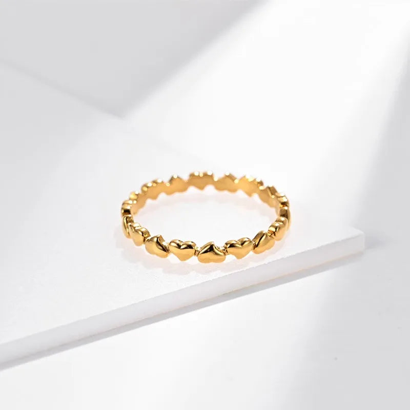 3mm Stainless Steel Heart Eternity Ring Wedding Band for Women Girl Size 5-11