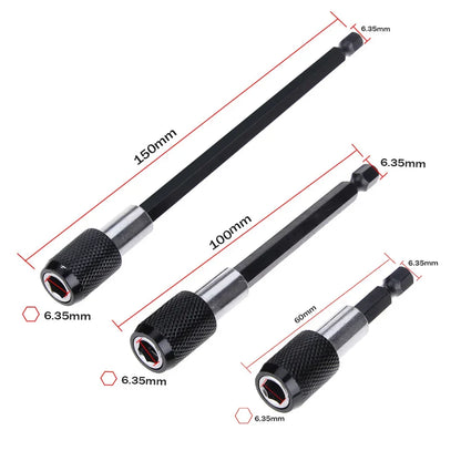 1/4 Inch Hex Shank Quick Release Screwdriver Bit Holder Extension Bar | 60mm 100mm 150mm