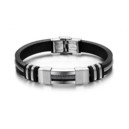 Stainless Steel Silicone Bracelet Men Jewelry Wrist Band Punk Style  Men Rubber Charm Brecelet